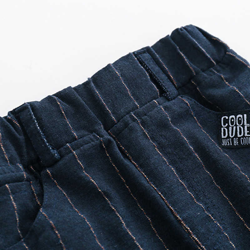 Spring Autumn Korea 2 3-10 Years Student Striped Elastic Child Trousers School Style Cotton Long Pants For Baby Kids Boys 210529