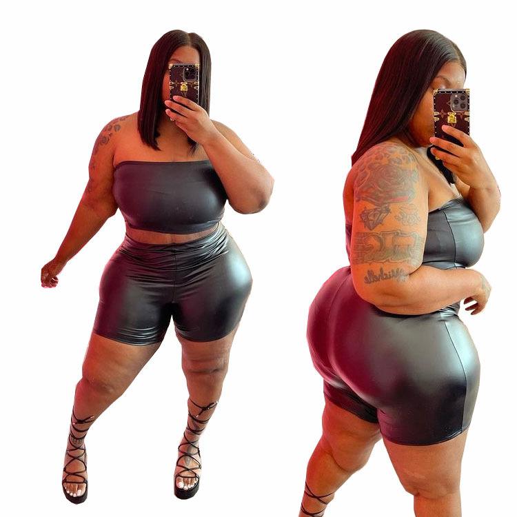 Women's Tracksuits Zoctuo Sexy Two 2 Piece Sets Solid Black Pu Leather Short Set Strapless Tops Suits For Women With Tight Shorts Female Plu
Women's Tracksuits Zoctuo Sexy Two 2 Piece Sets Solid Black Pu Leather Short Set Strapless Tops Suits For Women With Tight Shorts Female Plu