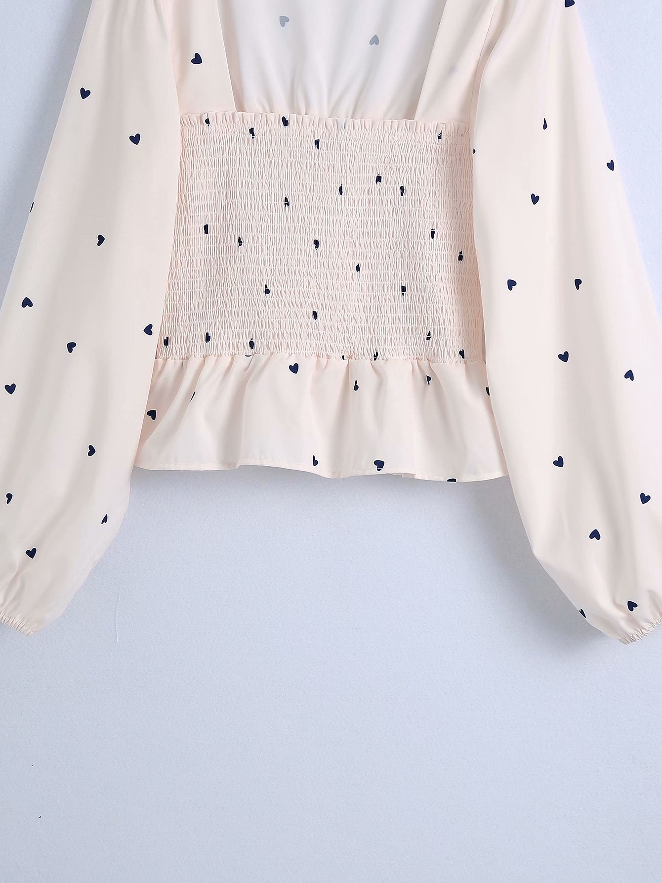 French Fresh Long-sleeved Pullover Elastic Bust Square Collar Printed Female Shirt Sweet Chic Women's Tops 210507