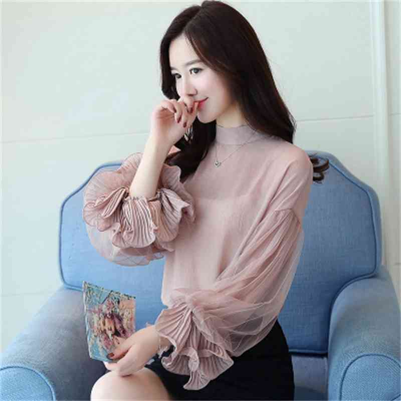 Arrive Women Blouse Summer Fashion Long Sleeve Solid White Shirt Casual Female Chiffon Clothing 0186 30 210506