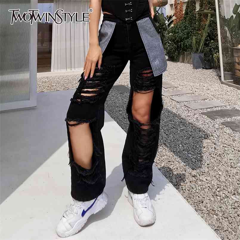 Casual Patchwork Pocket Hole Jeans For Women High Waist Streetwear Denim Pants Female Fashion Clothing 210521, Black
Casual Patchwork Pocket Hole Jeans For Women High Waist Streetwear Denim Pants Female Fashion Clothing 210521, Black