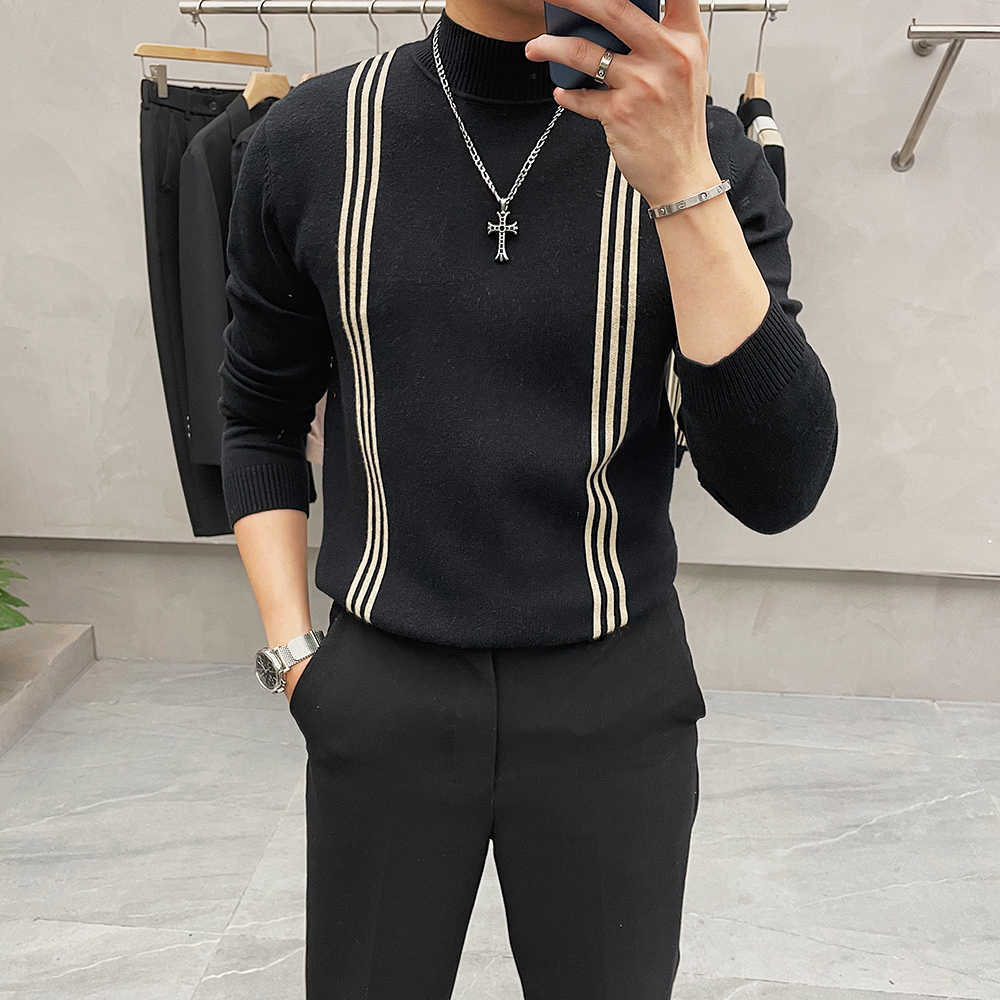Winter Mens Sweaters Slim Fit Turtleneck Knitted Pullovers Striped Casual Men's Long Sleeve Warm Knitwear Tops Black Grey 210527
Winter Mens Sweaters Slim Fit Turtleneck Knitted Pullovers Striped Casual Men's Long Sleeve Warm Knitwear Tops Black Grey 210527
