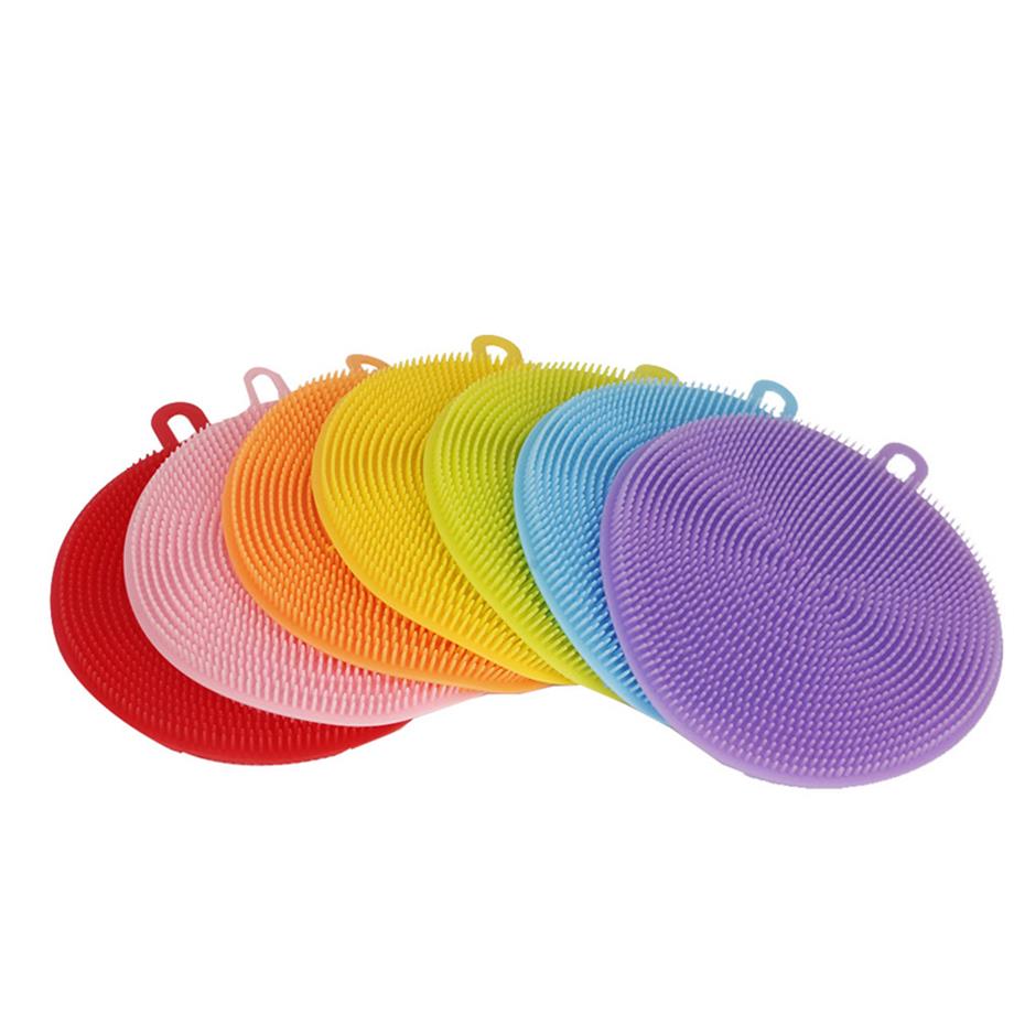 Silicone Dish Bowl Cleaning Brushes Multifunction 5 colors Scouring Pad Pot Pan Wash Brush Cleaner Kitchen Dishes Washing Toola51a3212985