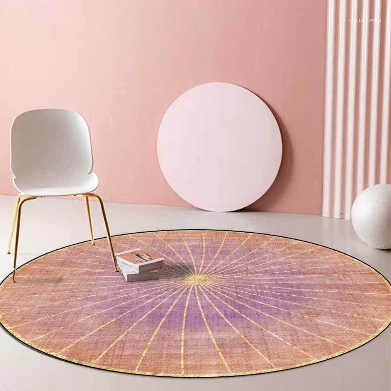 Carpets Fresh Colorful Light Gold Carpet For Living Room Bedroom Short Crystal Velvet Hanging Chair Table Round Non-slip Floor Mat Rug
Carpets Fresh Colorful Light Gold Carpet For Living Room Bedroom Short Crystal Velvet Hanging Chair Table Round Non-slip Floor Mat Rug