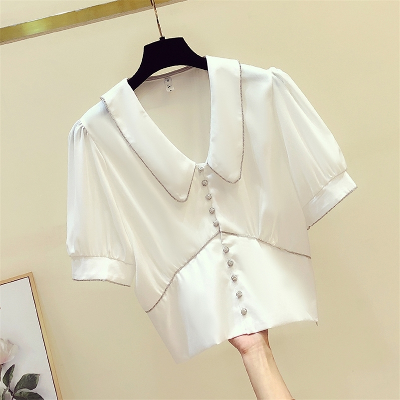 Women Short Style Shirts Summer Turn Down Collar Sleeves Shirt Blouse Tops Ladies Blusas A3338 210519, White
Women Short Style Shirts Summer Turn Down Collar Sleeves Shirt Blouse Tops Ladies Blusas A3338 210519, White