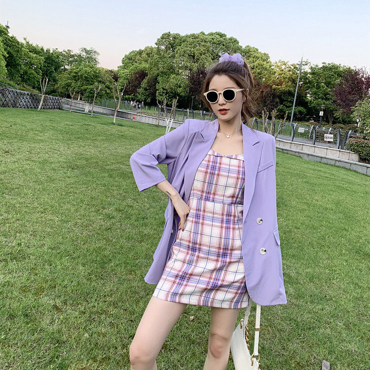 Korean Vintage Casual Loose Women Blazer + High Waist Wide Leg Pants +Tank Suits 3 Pieces Set Office Lady Wear 210510