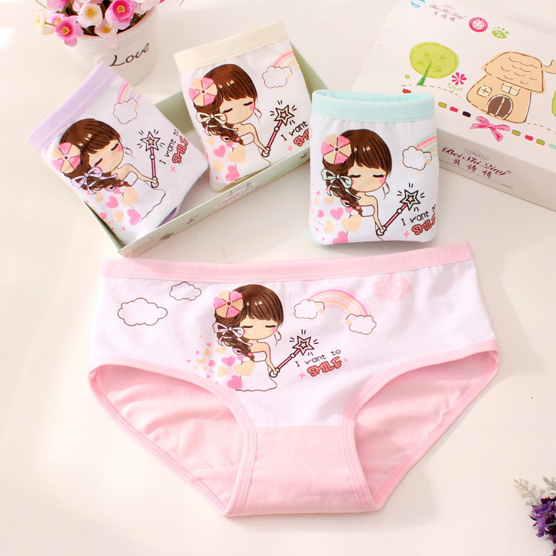 4PCS/LOT Kids Baby Girls Cotton Panties Children Underwear Wholesale Briefs 3-9 Years Old
