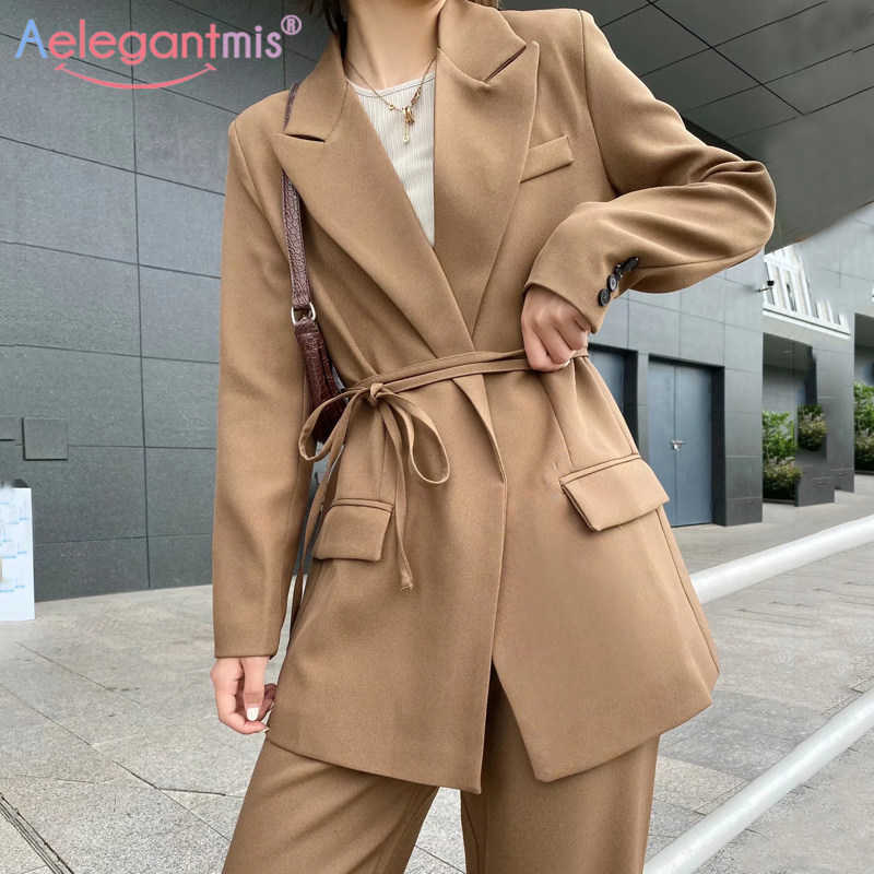 Aelegantmis Chic Casual Women Blazer Sashes Jackets Notched Collar Outerwear England Style Solid Cardigan Ladies Coats Tops 210607, As shown
Aelegantmis Chic Casual Women Blazer Sashes Jackets Notched Collar Outerwear England Style Solid Cardigan Ladies Coats Tops 210607, As shown