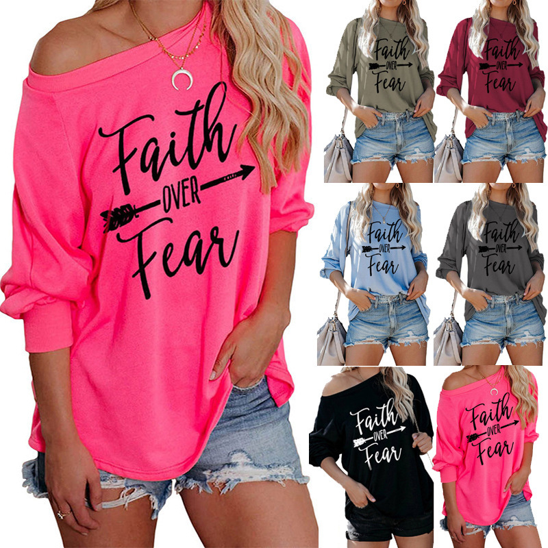 women's autumn and winter casual letter printed t-shirt long sve round neck hoodls top, Black
women's autumn and winter casual letter printed t-shirt long sve round neck hoodls top, Black