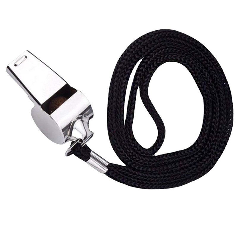 Stainless Steel Whistle Party Favor Outdoor Survival Whistle With Lanyard Competition Training Supplies