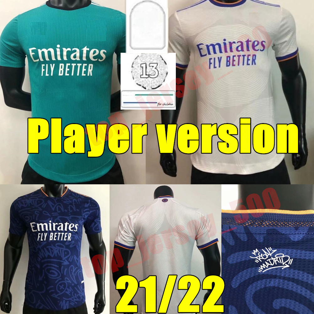 21 22 Player Version Real Madrid Soccer Jerseys 2021 2022 Home away 3rd HAZARD MODRIC SERGIO RAMOS Maillots de football Shirt BENZEMA MARCELO ASENSIO uniform, Away+league patch
21 22 Player Version Real Madrid Soccer Jerseys 2021 2022 Home away 3rd HAZARD MODRIC SERGIO RAMOS Maillots de football Shirt BENZEMA MARCELO ASENSIO uniform, Away+league patch