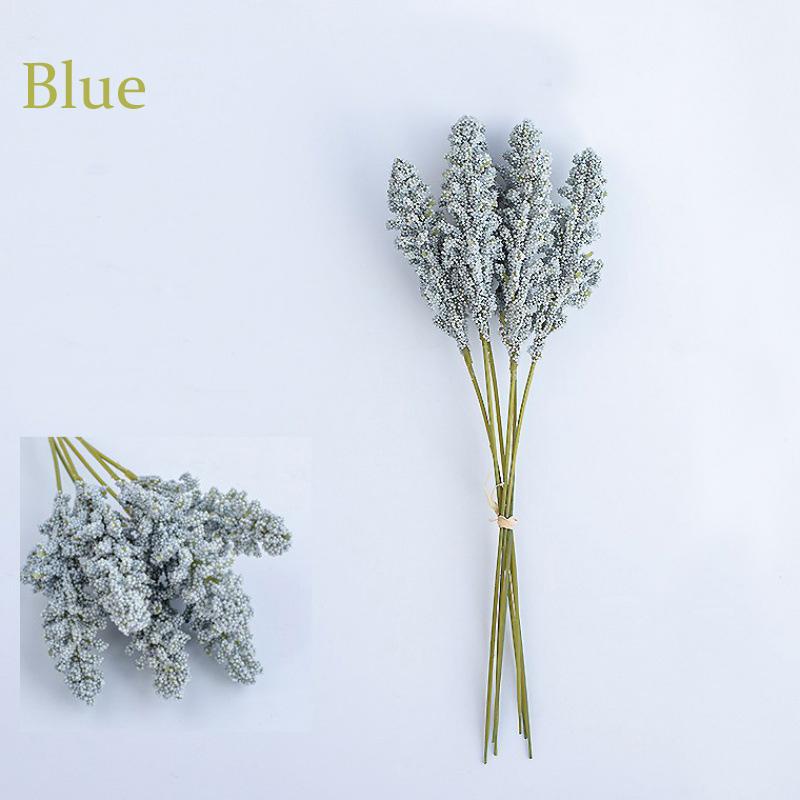 6pcs/lot Artificial Mini Foam Wheat Grain Fake Flower Bouquet Arrangement Outdoor Balcony Decor Wedding Home Decoration Decorative Flowers &