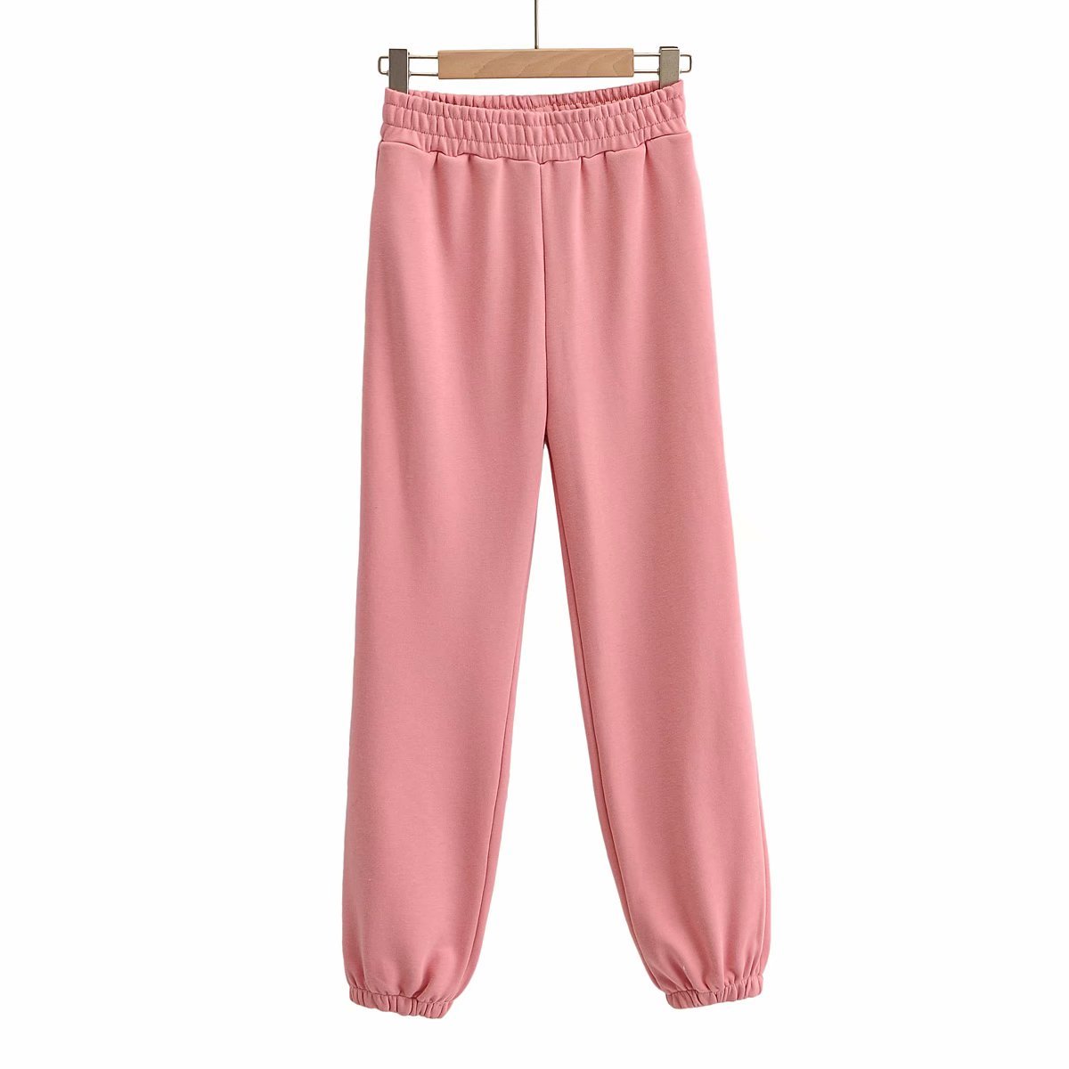 Fashion High waisted pants women korean vintage sweatpants casual White joggers baggy long pink trousers winter 210521