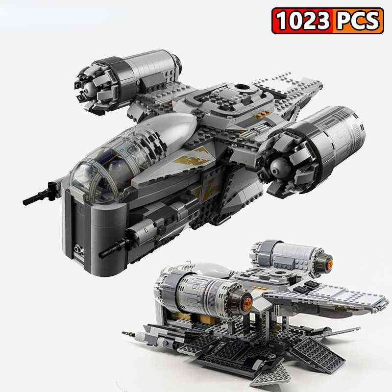 

MOC Bricks Star Razor Fighter Crest Spaceship Compatible 75292 1023PCS 5 Figures Space Ship Building Blocks Gifts Toys for Boys H1120