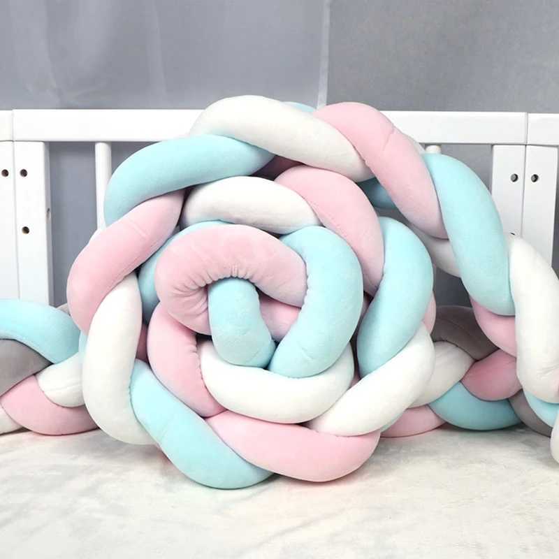 1m-3m Baby Bed Fence Bumper Soft Bed Braid Knot Pillow Cushion Baby Home Playpen On Bed Fencing Gate Kids Rails Room Decor 211025