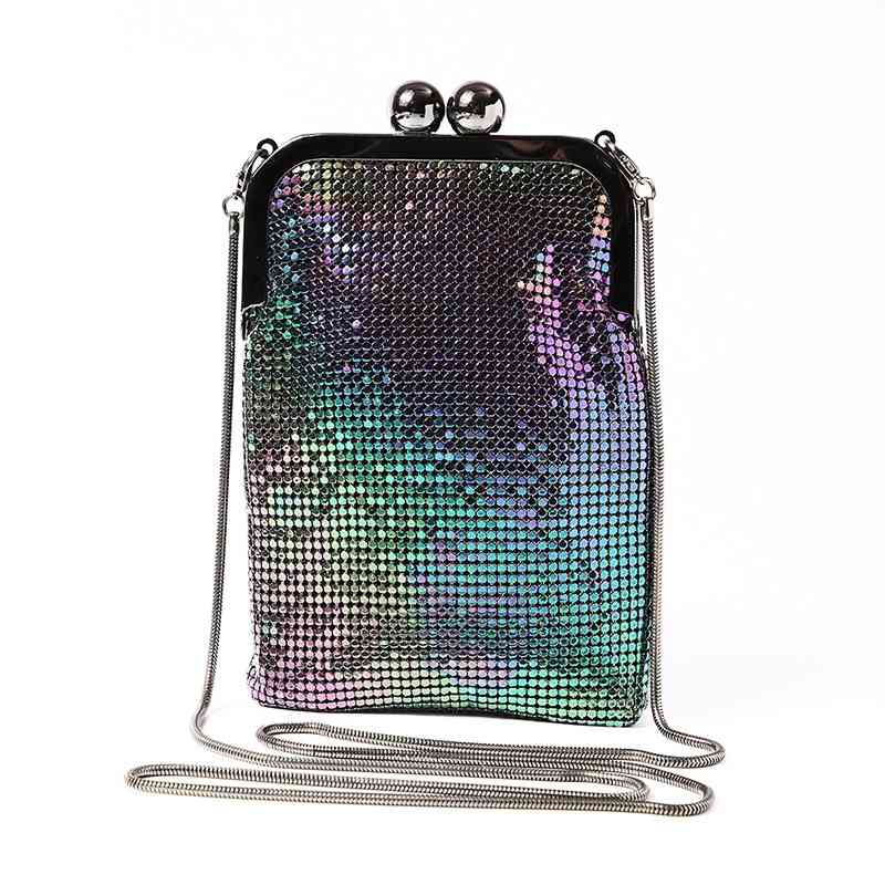 Creative Sequin mobile phone bag pure handmade colorful aluminum Dinner Bag, Black
Creative Sequin mobile phone bag pure handmade colorful aluminum Dinner Bag, Black
