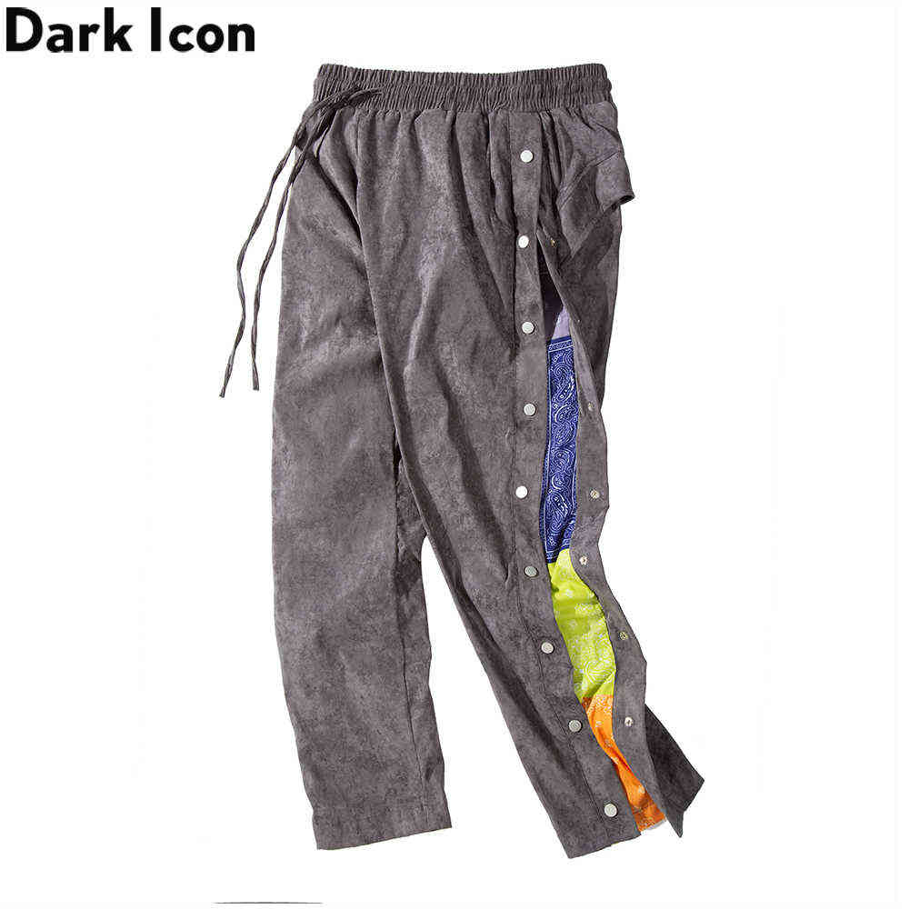 Bandana Patchwork Side Button Men's Pants Elastic Waist Pants Men High Street Pants 210603, Black pants
Bandana Patchwork Side Button Men's Pants Elastic Waist Pants Men High Street Pants 210603, Black pants