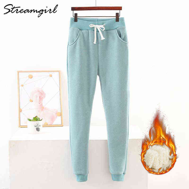 Winter Thick Plus Size Sweatpants Women High Waist Fleece Trousers Casual Pants For Velvet Gray 's 211115