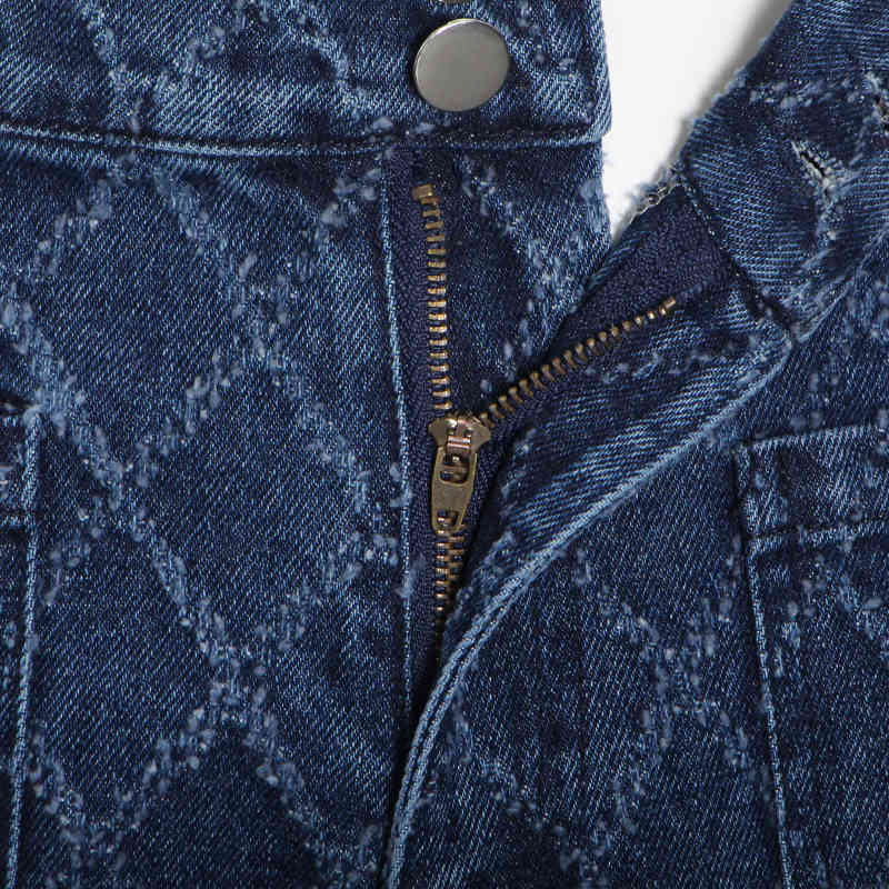 Plaid Wide Leg Jeans For Women High Waist Pocket Straight Large Size Casual Denim Trousers Female Fashion 210521