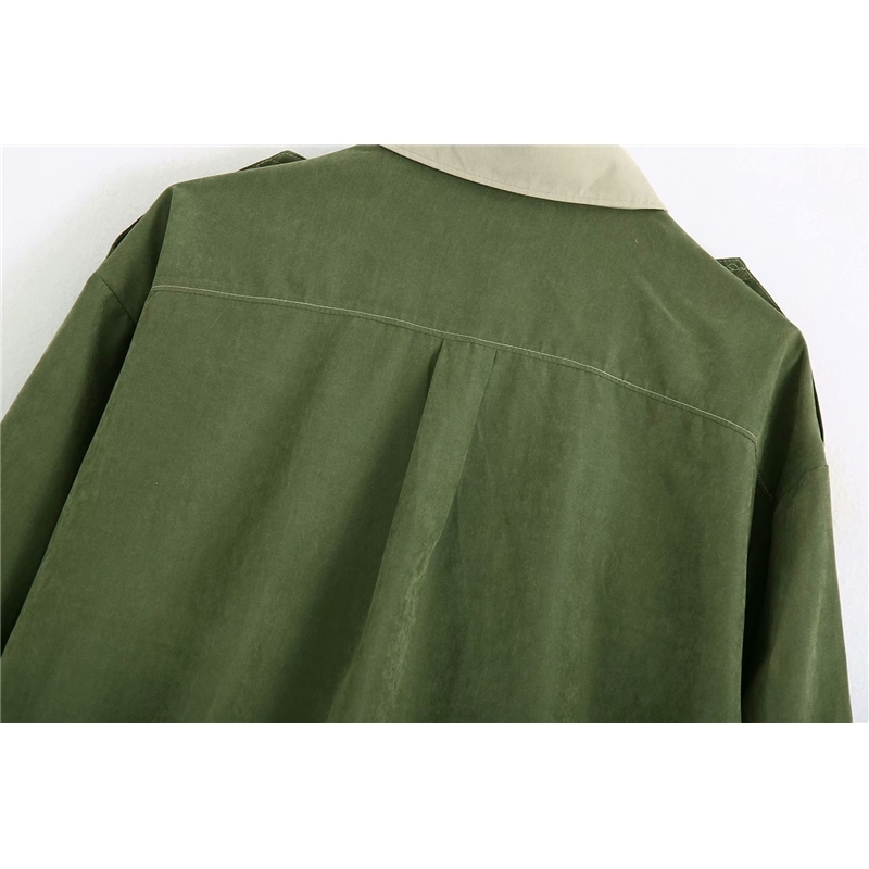 streetwear women pocket shirts fashion ladies turn down collar shirt female chic loose tops casual girls blouses 210430