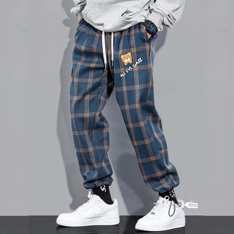 Men's Pants Men Summer Plaid Jogger Casual Checked Trousers Fashion Streetwear Sweatpants Hip Hop Blue Checkered Sports