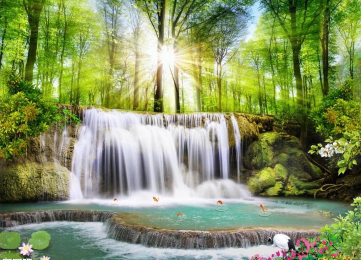Customize wall murals wallpaper living room decoration modern fashion Nature waterfall landscape tree 3d wallpaper