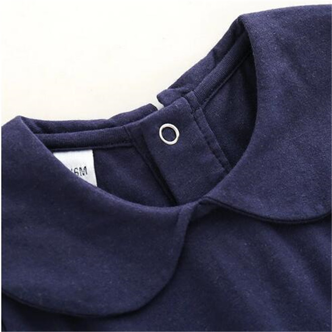 Little Bee Newborn Baby Boy Girl Romper White Dark Blue Cotton Jumpsuits Lapels Long Sleeved Infant Toddler Clothes