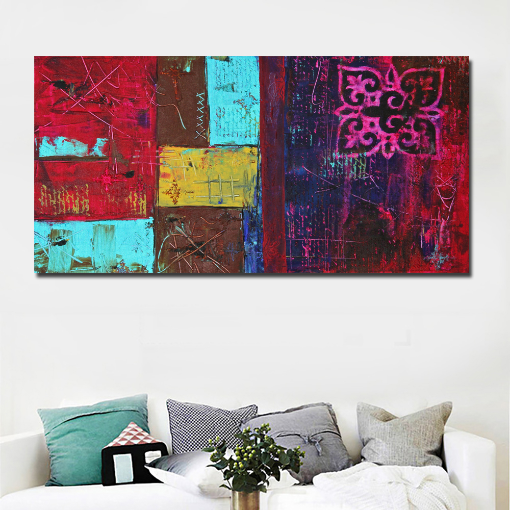 Patchwork Colorful Abstract Art Modern Oil Painting Printed On Canvas Wall Art Print Poster For Living Room Home Decor