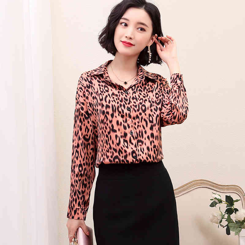 Sexy Women's Tops Korean Long Sleeve Cardigan Leopard Women and Blouse Streetwear Lady Shirt Blusas Mujer 5468 50 210508