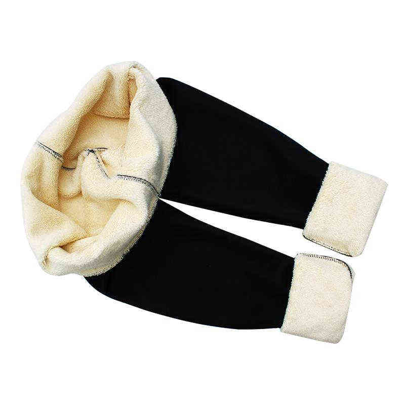 CHRLEISURE Winter Pants For Women Thick Velvet Warm Trousers Skinny Solid Fleece Leggings 211115