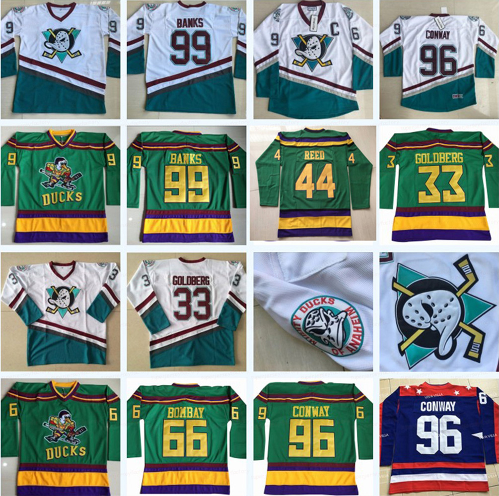 Mighty Ducks Movie Hockey Jersey 96 Charlie Conway 99 Adam Banks 33 Greg Goldberg Green White Black Blue In Stock, Black;red
Mighty Ducks Movie Hockey Jersey 96 Charlie Conway 99 Adam Banks 33 Greg Goldberg Green White Black Blue In Stock, Black;red