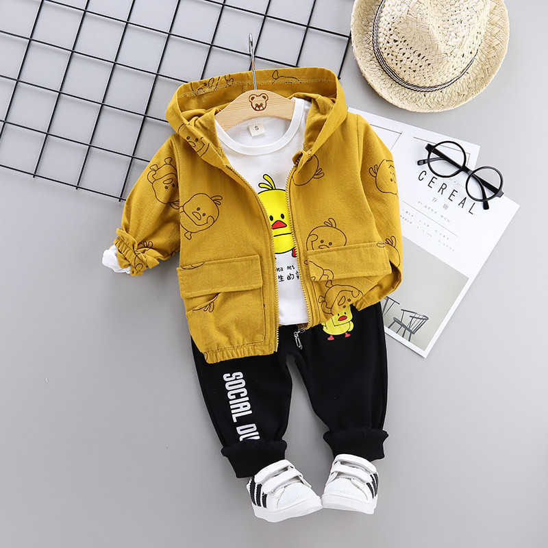 0-4 years High quality boy clothing set autumn sport active cartoon kid suit children baby coat+T-shirt+pant 210615