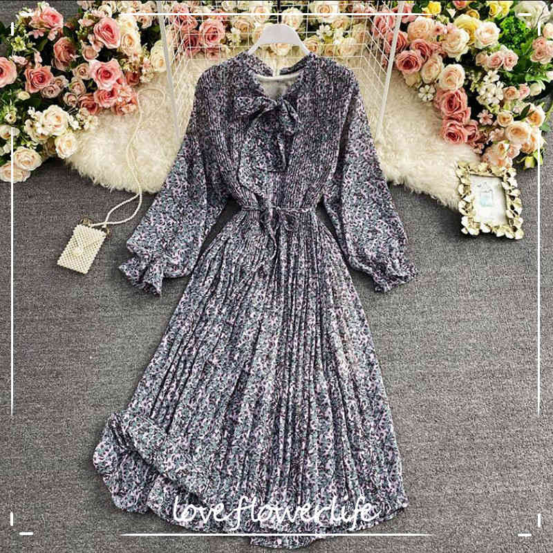 Elegant Floral Print Long Sleeve Women Dress Spring Summer Vintage Bow A-Line Slim Pleated Chiffon Dresses Party Vestidos 210521, Flower 4
Elegant Floral Print Long Sleeve Women Dress Spring Summer Vintage Bow A-Line Slim Pleated Chiffon Dresses Party Vestidos 210521, Flower 4