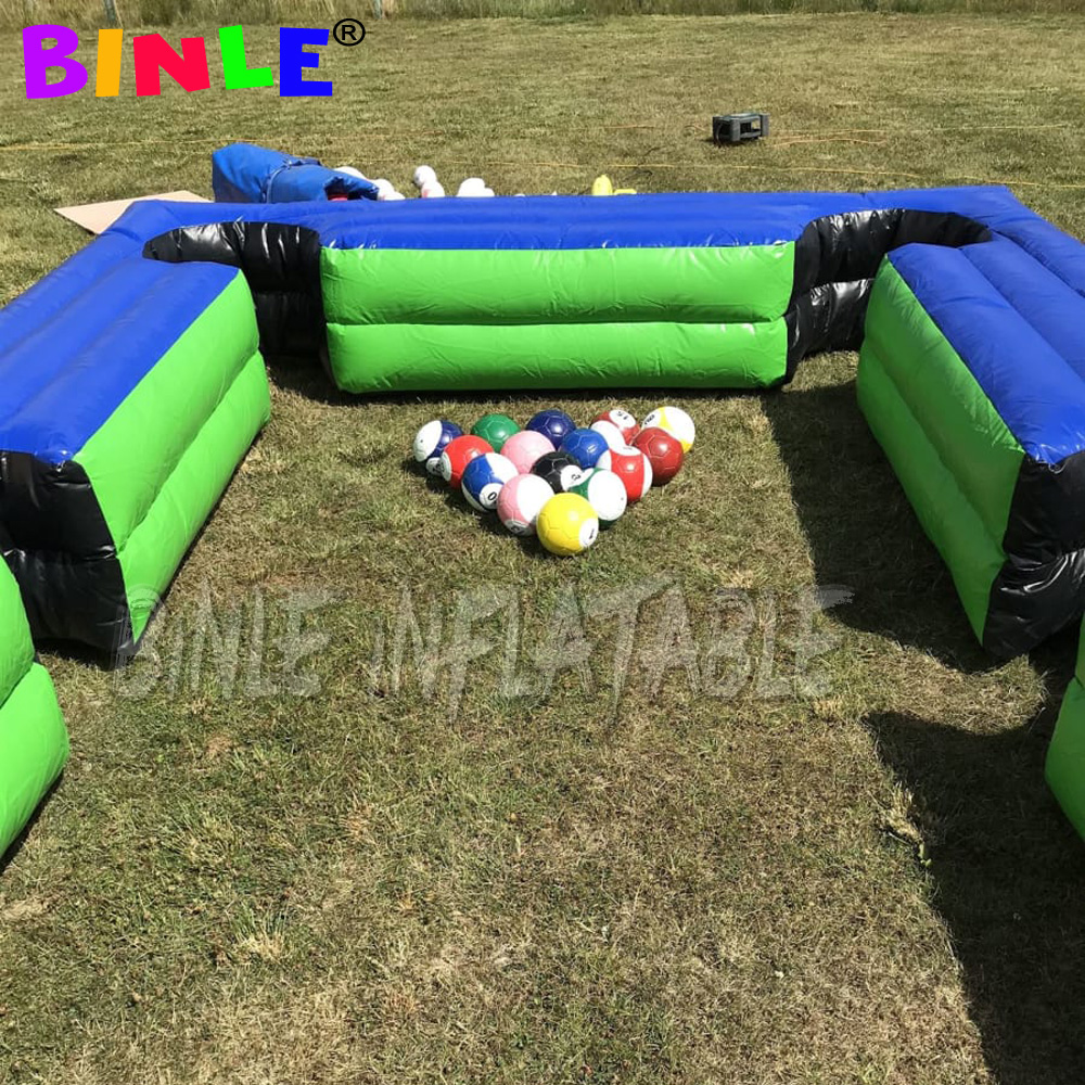 Blue And Green Giant Inflatable Snooker Soccer Human Pool Table With 16 Balls For Sale Funny Outdoor Or Indoor Football Games