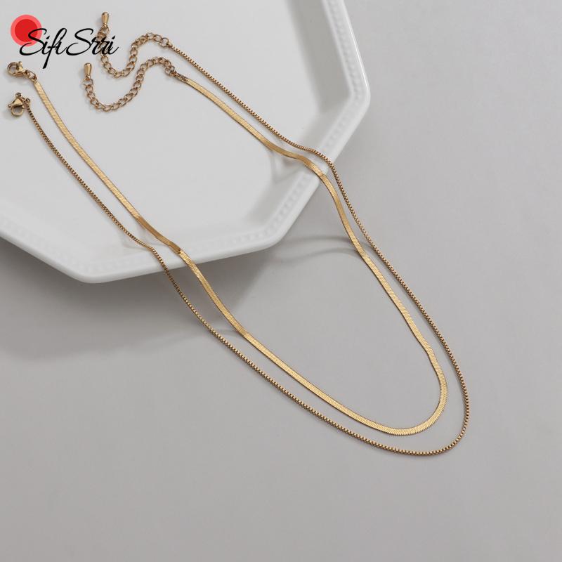 chains sifisrri vintage double layer necklace for women stainless steel fashion box blade chain trend choker christmas jewelry gift, Silver
chains sifisrri vintage double layer necklace for women stainless steel fashion box blade chain trend choker christmas jewelry gift, Silver
