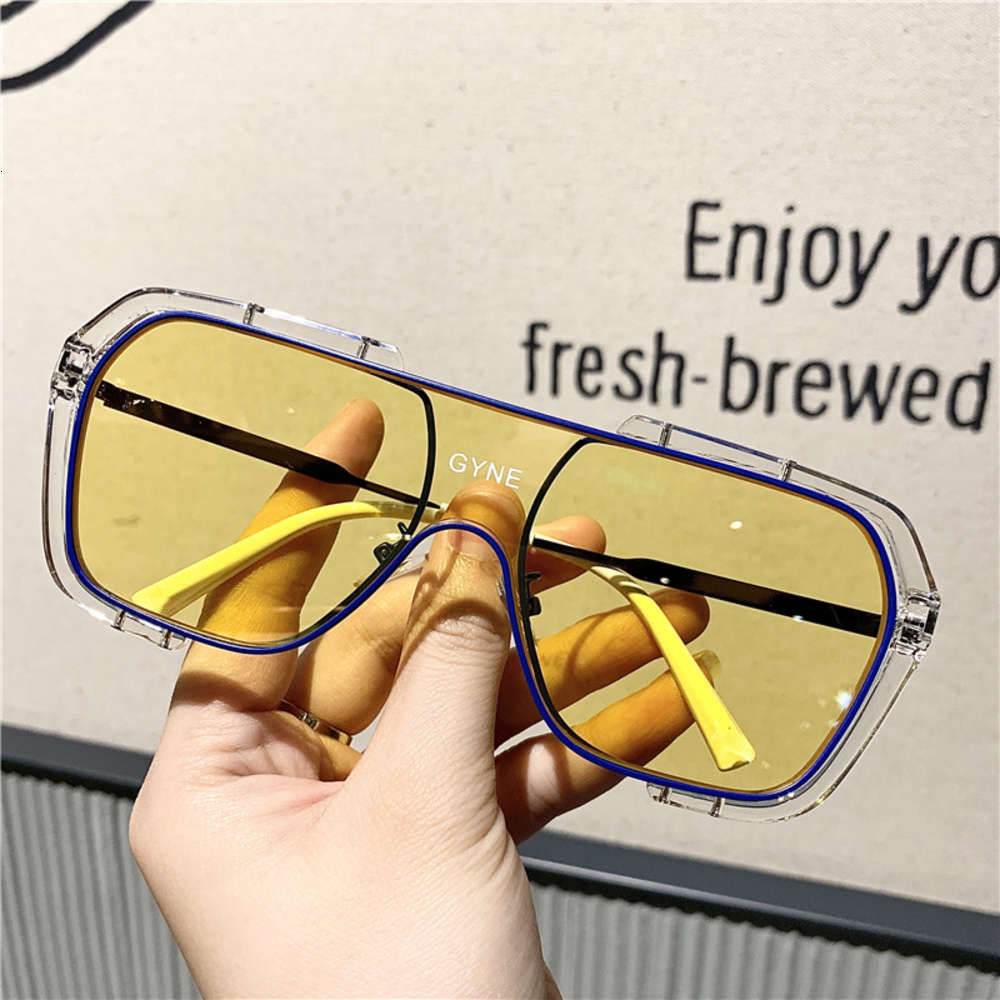 Net red conjoined Large Frame Sunglasses Women's yellow sunshade round face thin windproof men's fashion, White;black
Net red conjoined Large Frame Sunglasses Women's yellow sunshade round face thin windproof men's fashion, White;black