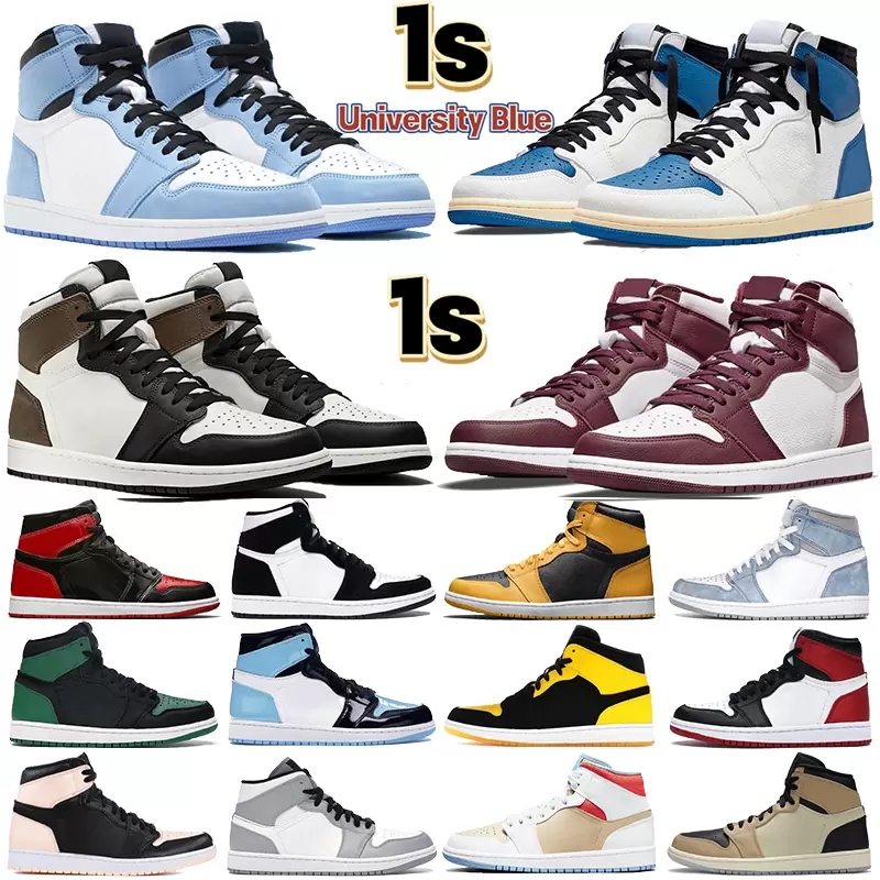Mens 1 Jumpman high OG basketball shoes 1s Bordeaux University Blue dark mocha bred shadow UNC twist seafoam men women Sneakers trainers Size 36-46
Mens 1 Jumpman high OG basketball shoes 1s Bordeaux University Blue dark mocha bred shadow UNC twist seafoam men women Sneakers trainers Size 36-46