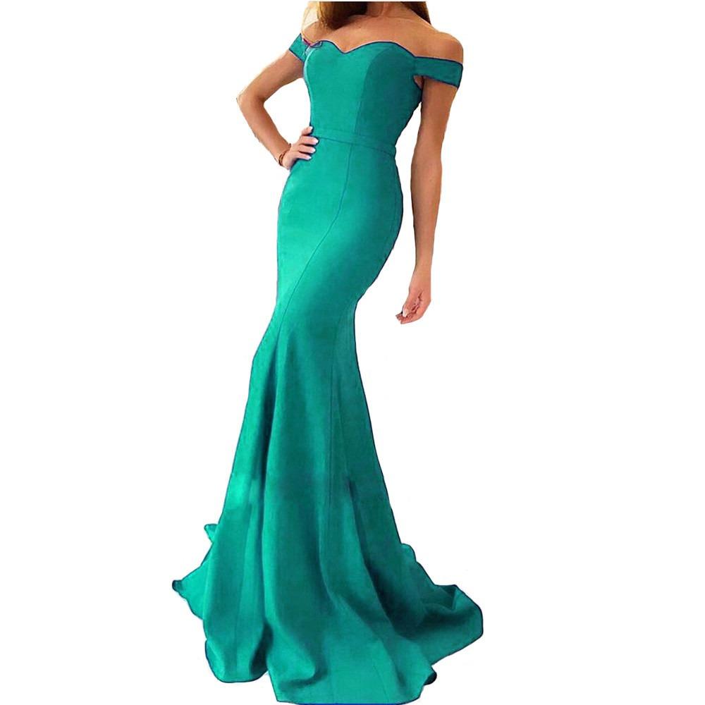 2021 Sexy Off The Shoulder Mermaid Bridesmaid Dresses Plus Size Satin Long Maid Of Honor Gowns Wedding Guest Party Dress AL2950
