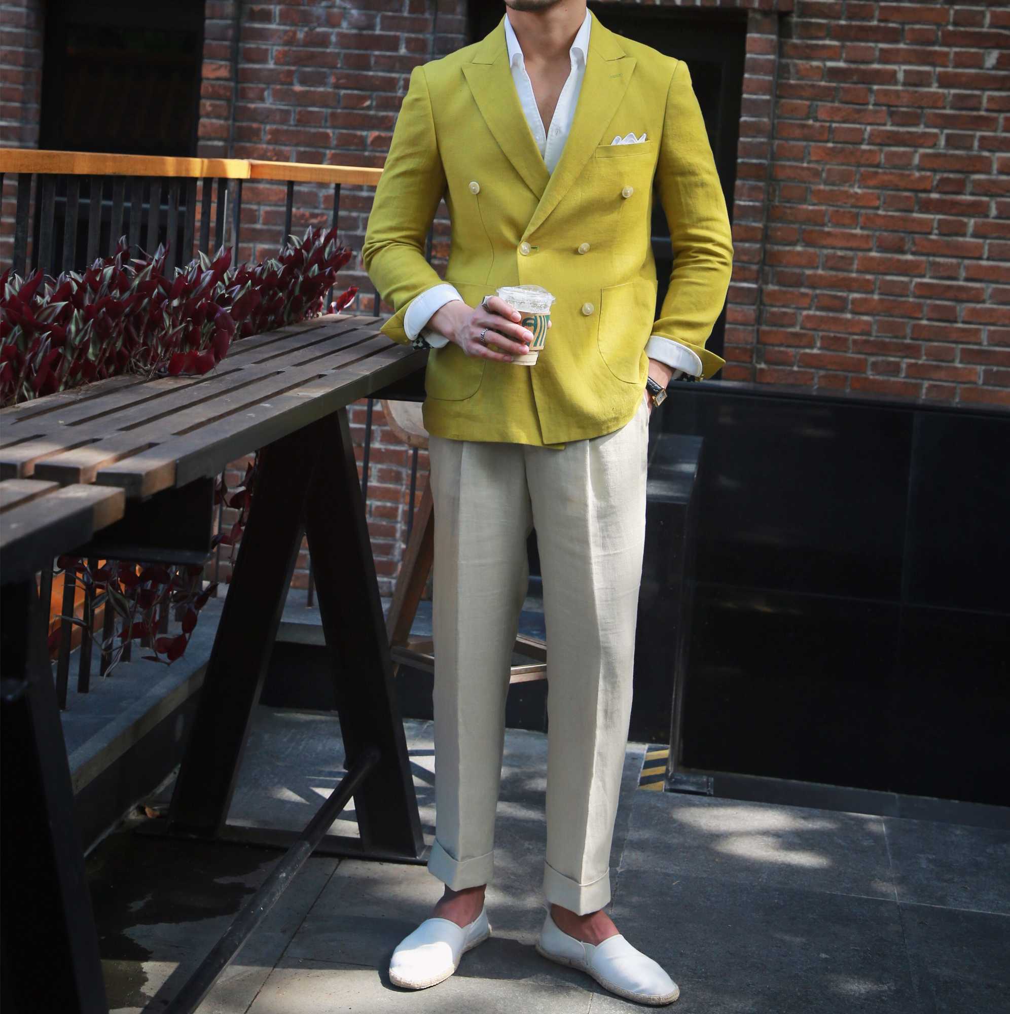 High Quality Linen Men Blazers Double-breasted Thin Casual Suit British Slim Wedding Business Coat Streetwear Social Blazer 210527