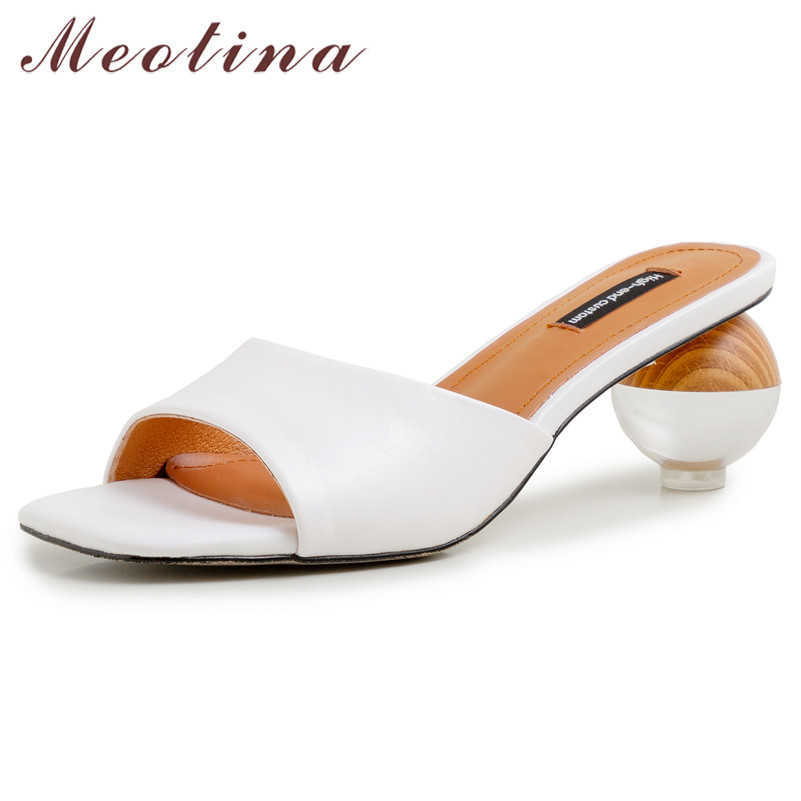 Meotina Natural Genuine Leather High Heel Slippers Square Toe Strange Style Slides Lady Summer Causal Female Shoes Big Size 10.5 210608, White cow leather
Meotina Natural Genuine Leather High Heel Slippers Square Toe Strange Style Slides Lady Summer Causal Female Shoes Big Size 10.5 210608, White cow leather