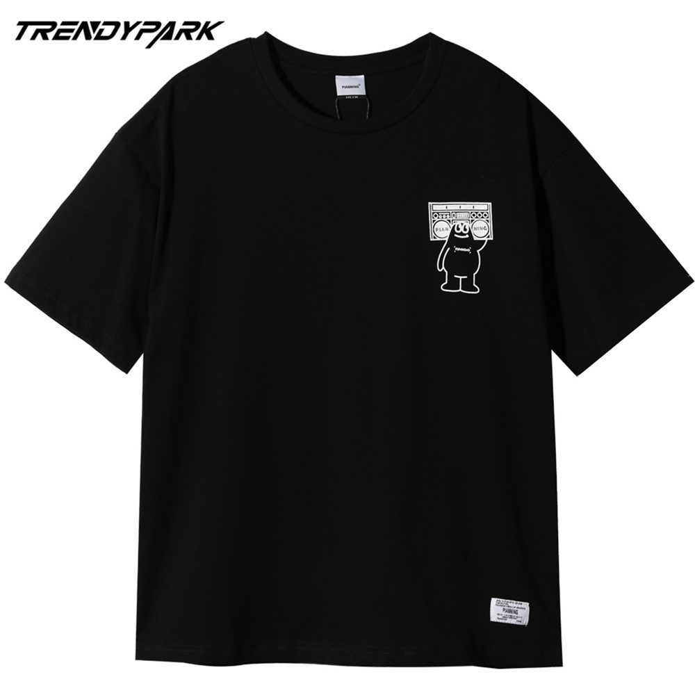 Men T Shirt Printed Hip Hop Oversize Style Summer Short Sleeve Cotton Casual Harajuku Tops Tees Tshirt 210601