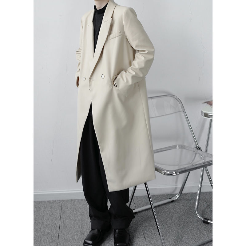 IEFB Men's Casual Mid Length Classic Windbreaker Trend Spring Witner British Style Mens Long Coat Double Pockets 9Y4629 210524