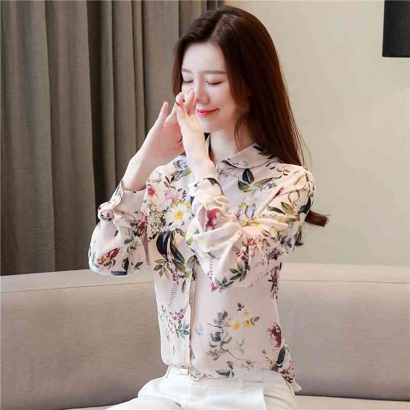 Arrival Long Sleeve Print Shirt Vintage Office Lady Tops Fashion Silk Blouse Women Plus Size Elegant 8183 50 210506
