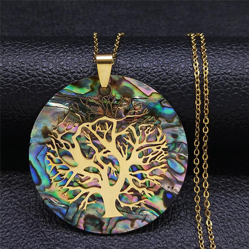 Abalone Stainless Steel Tree Of Life Choker Necklace For Women Gold Color Chain Jewelry Collar NXS04 Pendant Necklaces
Abalone Stainless Steel Tree Of Life Choker Necklace For Women Gold Color Chain Jewelry Collar NXS04 Pendant Necklaces
