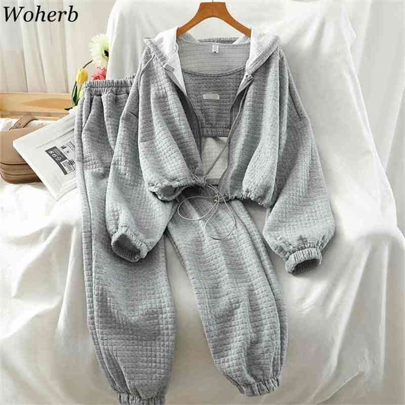 Casual 3 Piece Set Solid Color Zip Hooded Drawstring Sweatshirts + Camis Stretch Waist Harem Pants Fashion Suit 210519, Dark gray
Casual 3 Piece Set Solid Color Zip Hooded Drawstring Sweatshirts + Camis Stretch Waist Harem Pants Fashion Suit 210519, Dark gray