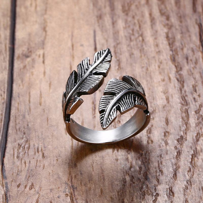 Fashion Vintage Retro Women Men Stainless Steel Ring Feather Leaves OPening Adjustable Punk Hip Hop Band Ring Jewelry Gift43 Q2
Fashion Vintage Retro Women Men Stainless Steel Ring Feather Leaves OPening Adjustable Punk Hip Hop Band Ring Jewelry Gift43 Q2
