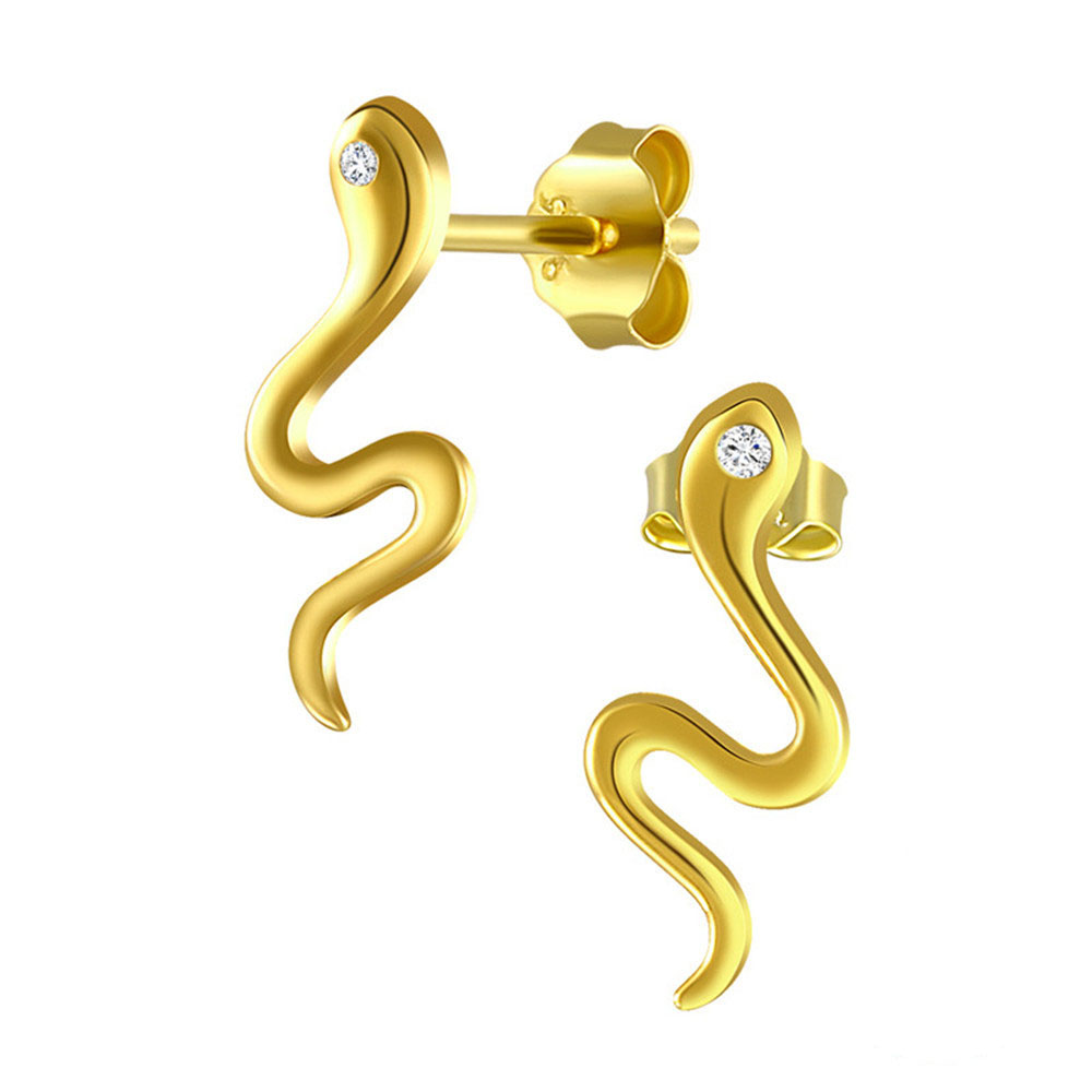 Yoursfs Fashion Jewelry 18K Gold Plated Animal Zircon Snake Stud Earrings Unique Woman Anniversary Birthday Gift