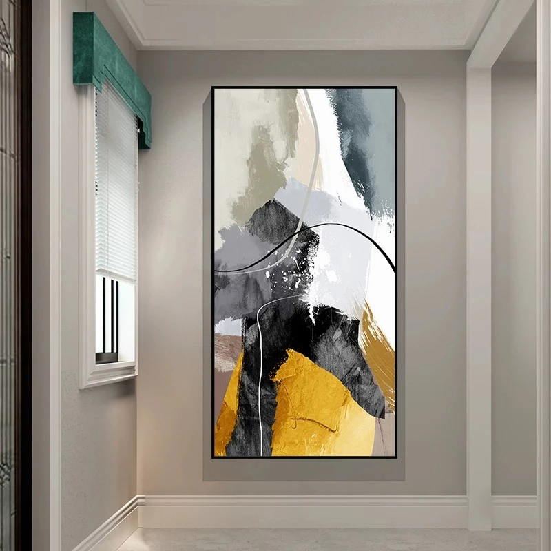 Abstract Black and White Golden Line Poster Nordic Art Plant Canvas Oil Painting Modern Style Wall Picture for Living Room Decor