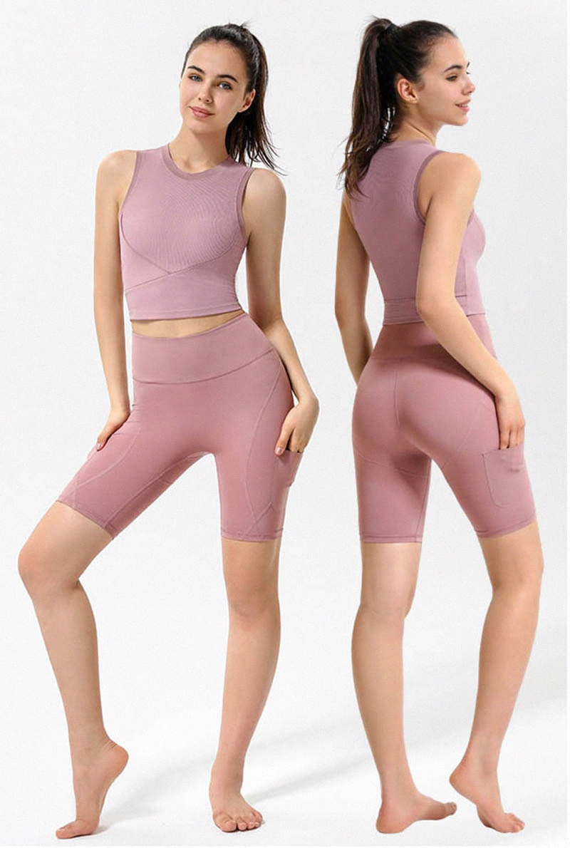 yoga Sleeveless ribbed Fitness Wear Tanks T-Shirt vest shirt women sport stretch tight outer underwear Outdoor Clothes