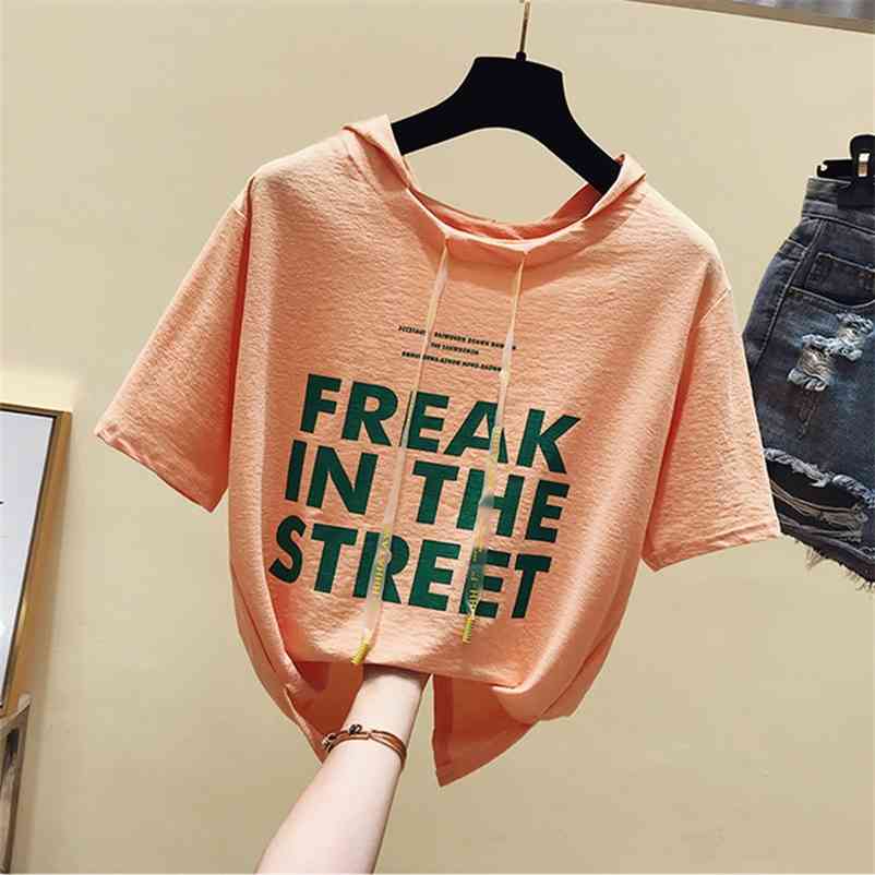 Summer Women's Short Sleeves Hooded Letter T-Shirt Tee Girls Pullover Casual Tops Tees A2878 210519, Pink
Summer Women's Short Sleeves Hooded Letter T-Shirt Tee Girls Pullover Casual Tops Tees A2878 210519, Pink